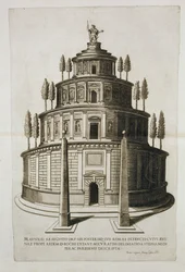 The Mausoleum of Augustus and his family in Rome, engraved by Antoine Lafrery